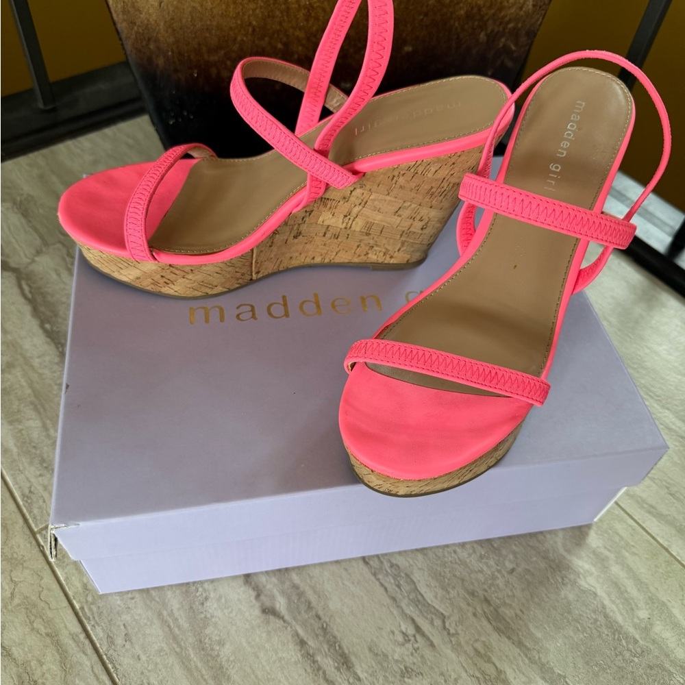 Madden Girl Neon Pink Wedge Sandals
